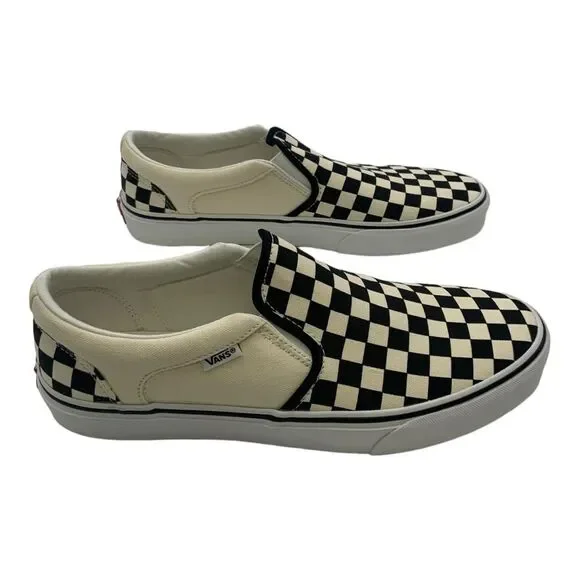 Vans Asher Slip-On Skate Shoes Black/Natural Checkerboard US Men's 10 - Picture 3 of 8
